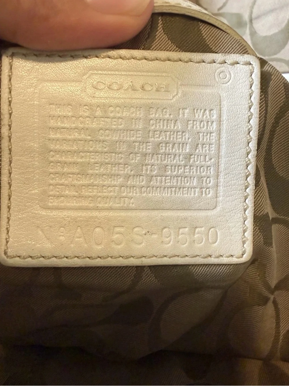 Coach Off White Leather Vintage Shoulder Bag J05S-9550 SOHO Hampton Cowhide